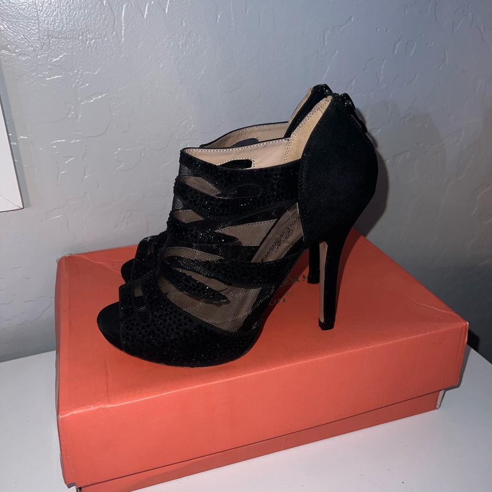 Black Mesh Heels